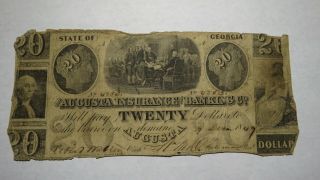 $20 1849 Augusta Georgia Ga Obsolete Currency Bank Note Bill Insurance Banking