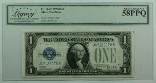 1928 - B $1 One Dollar Silver Certificate Note Fr.  1602 Legacy 58 Ppq Better (a)