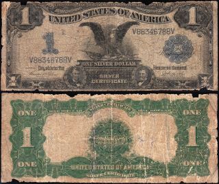 Circulated 1899 $1 Black Eagle Silver Certificate V88346788v