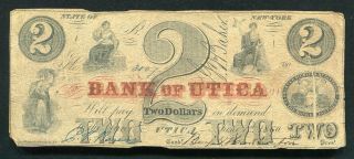 1860 $2 The Bank Of Utica York Obsolete Currency Note