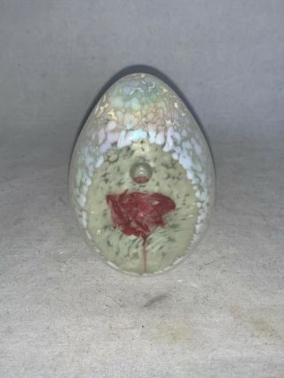 Roger Vines Signed 1986 (flower In Window) 3 1/2 " Egg Paperweight Mt.  St.  Helens