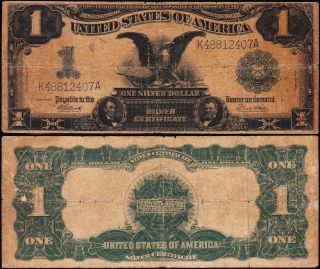 Circulated 1899 $1 Black Eagle Silver Certificate K48812407a