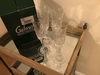 Galway Irish Crystal 8” Champagne Flutes Set Of 4 -