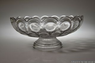 Mid 1800s Big Arches & Circles By Unknown Colorless Flint Footed Bowl