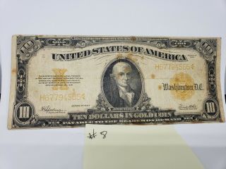 1922 $10 Ten Dollar Gold Certificate Note Speelman White Well Circulated 8