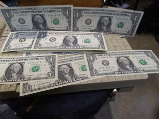 1999 Star Note $1 Dollar Bill,  Uncirculated Consecutive York