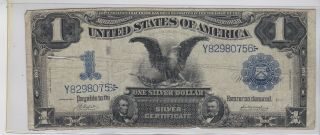 Kappyscoins 11924 1899 Large $1.  00 Black Eagle Silver Certificate Circ With Tear