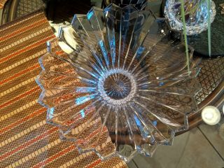 Gorgeous Villeroy & Boch Crystal Bowl Pointed Rim Flower Shape Glass Fruit Vase 3
