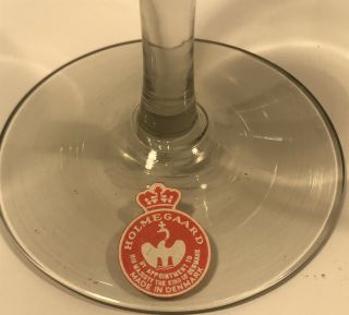 Vtg Holmegaard Elsinore Denmark Set of 4 Smoke Water Goblets Glasses w/label 3