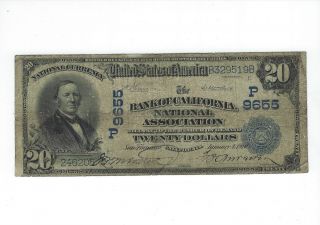 1902 $20 Note National Currency The Bank Of California National Association
