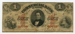 1861 $1 The Commercial Bank Of Alabama - Selma,  Alabama Note Civil War Era