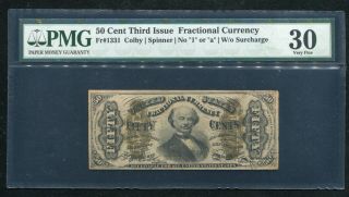Fr.  1231 50 Cents Third Issue Fractional Currency Note Pmg Very Fine - 30