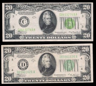 Usa - 2 X 20 Dollars - Federal Reserve Note - 1934,  B