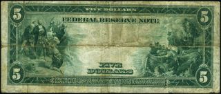FR.  851 A $5 1914 Federal Reserve Note York Fine,  - Small Hole 3