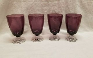 4 Fostoria American Lady Amethyst Iced Tea Goblets Glasses