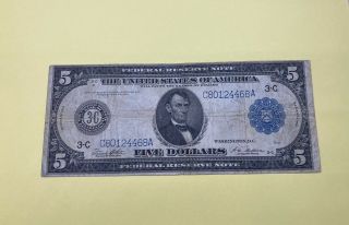 1914 $5 Federal Reserve Note Large Size Currency