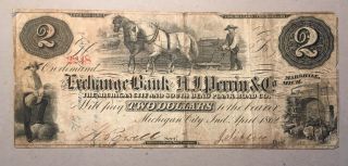 1862 - A.  J Perrin & Co - Michigan City & South Bend Plank Road Co - 2 Dollars