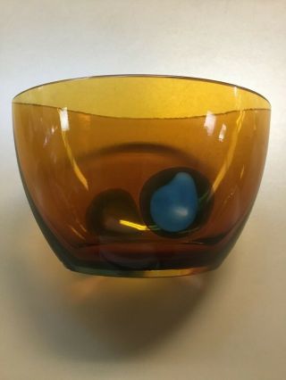Evolution By:waterford Crystal 8 " Oval Bowl Turquoise & Amber