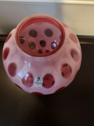 Fenton Glass Vase Pink/Red Polka Dots 2