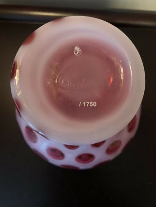 Fenton Glass Vase Pink/Red Polka Dots 3