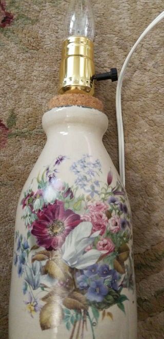 Home & Garden Party Stoneware Floral Pattern milk bottle lamp 2