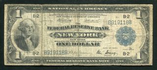 1918 $1 One Dollar Frbn Federal Reserve Bank Note York,  Ny