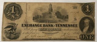 $1 Note Exchange Bank Of Tennessee Murfreesboro.  Nov 1854 Ed