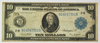 1914 $10 Large Size Federal Reserve Note Fr 911 Item T12275