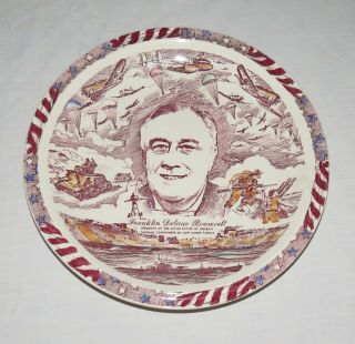 Vernon Kilns 10.  3/8 " Souvenir Plate Franklin Delano Roosevelt