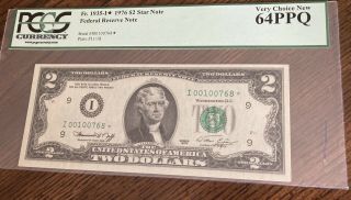 Star 1976 $2 Federal Reserve Note Pcgs 64 Ppq