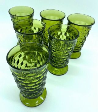 Set Of 6 Whitehall Colony Avocado Green Iced Tea Glasses