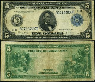 Fr.  851 A $5 1914 Federal Reserve Note York Fine