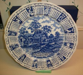 Alfred Meakin Blue 1969 Calendar Plate " God Bless Our House "
