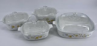 Vintage Corning Ware Flowers 8 Piece Set Without Packing