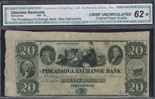 Portsmouth,  Nh - Piscataqua Exchange Bank $20 18_ Remainder.