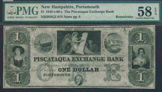Portsmouth,  Nh - Piscataqua Exchange Bank $1 18_ Remainder.