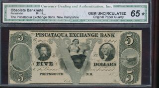 Portsmouth,  Nh - Piscataqua Exchange Bank $5 18_ Remainder.