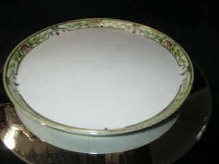 Flat Round Nippon Hand Painted Cheese Tray Pink Roses Gold Beading Band