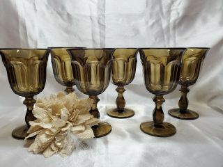 Imperial Old Williamsburg Brown Water / Wine Pedestal Glass Goblet - Set Of 6