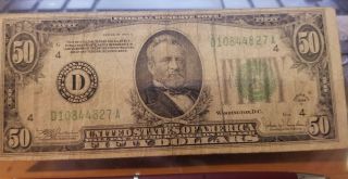 1934 C $50 Fifty Dollars Federal Reserve Note Circulated