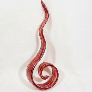 Hand Blown Red White Ribbon Murano Art Glass Abstract 15 " Sculpture
