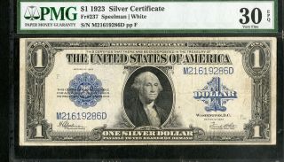 Us Paper Money 1923 $1 Silver Certificate Pmg Vf30