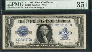 Us Paper Money 1923 $1 Silver Certificate Pmg Cvf35