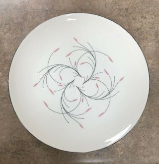 Six 10 " Dinner Plates - - Homer Laughlin Rhythm Capri Pattern - Ivory Black Pink