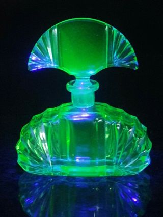 Stunning Vintage 1930s Art Deco Uranium Glass Perfume Bottle