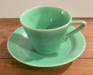 Vintage Homer Laughlin Harlequin Light Green Tea Cup And Saucer