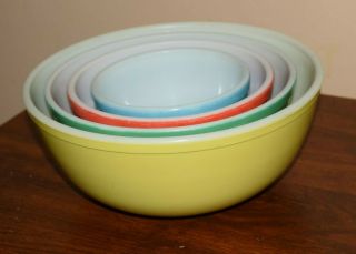 Pyrex Primary Colors Full Set Of 4 Mixing Bowls 401 402 403 404