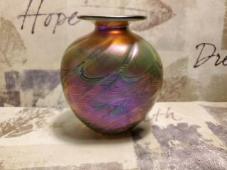 Robert Held Iridescent Waves Small 4 " Art Glass Vase