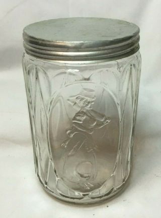 Vintage Suffragette Hoosier Kitchen Cabinet Glass Coffee Tea Jar Canister W Lid