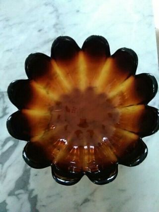 Indiana Glass Honey Brown Petal Blenko Bowl By Wayne Husted Mid Century Modern